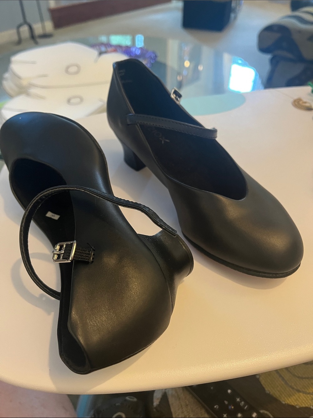 Capezio Black Women's character Heels with Leather Sole